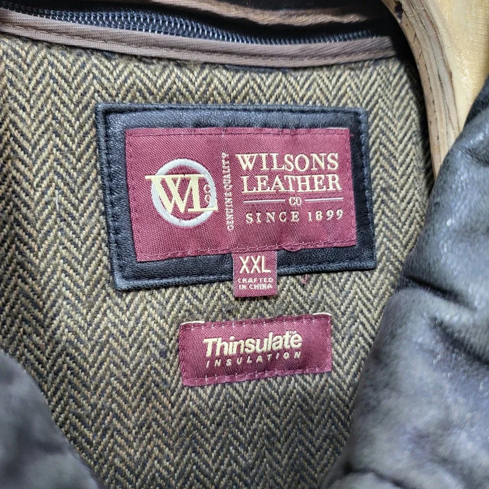 Wilsons Leather Mens XXL Thinsulate Insulated Distressed Black Leather Jacket*